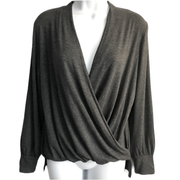 Ginger G Sweaters - 🔴 4/$15 Boutique Ginger G charcoal gray faux wrap long sleeve top blouse sz S